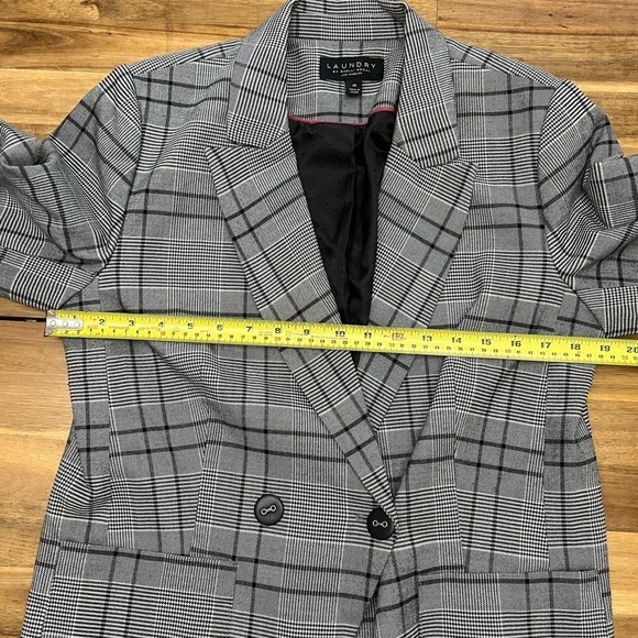 Laundry by Shelli Segal Professional Blazer Black and White Plaid Stretch Sz 10 - Picture 11 of 14